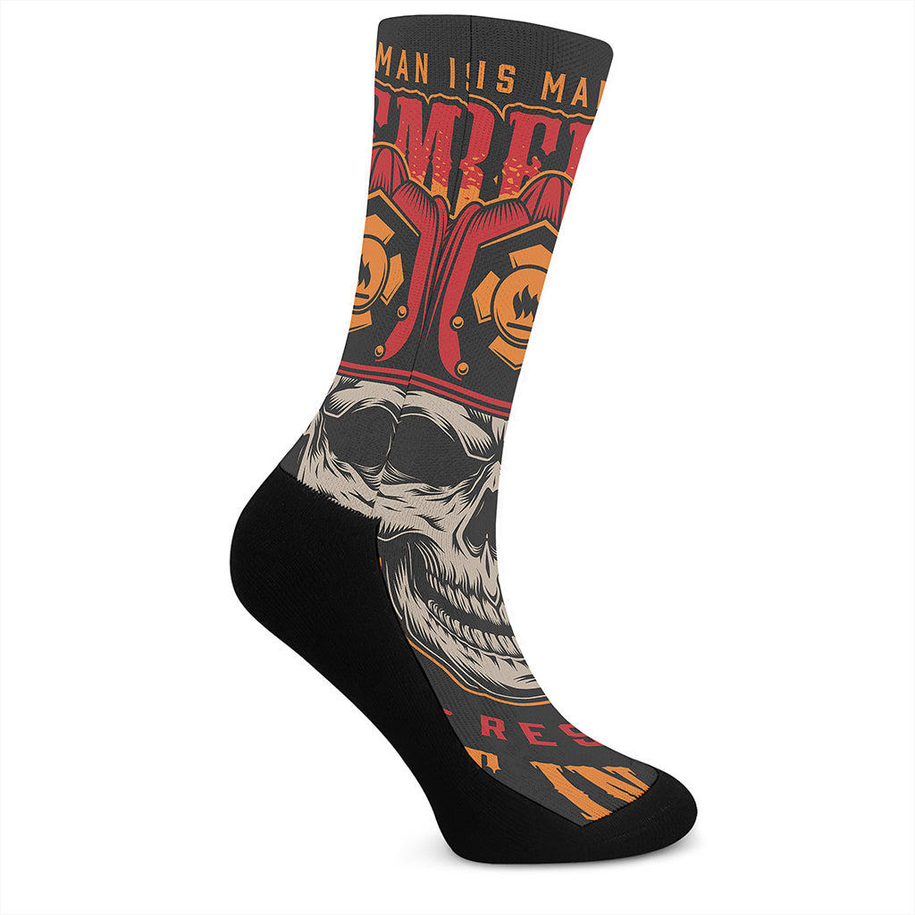 Firefighter First In Last Out Print Crew Socks