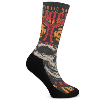 Firefighter First In Last Out Print Crew Socks