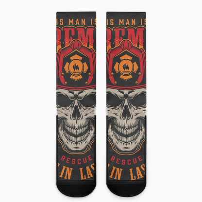 Firefighter First In Last Out Print Crew Socks