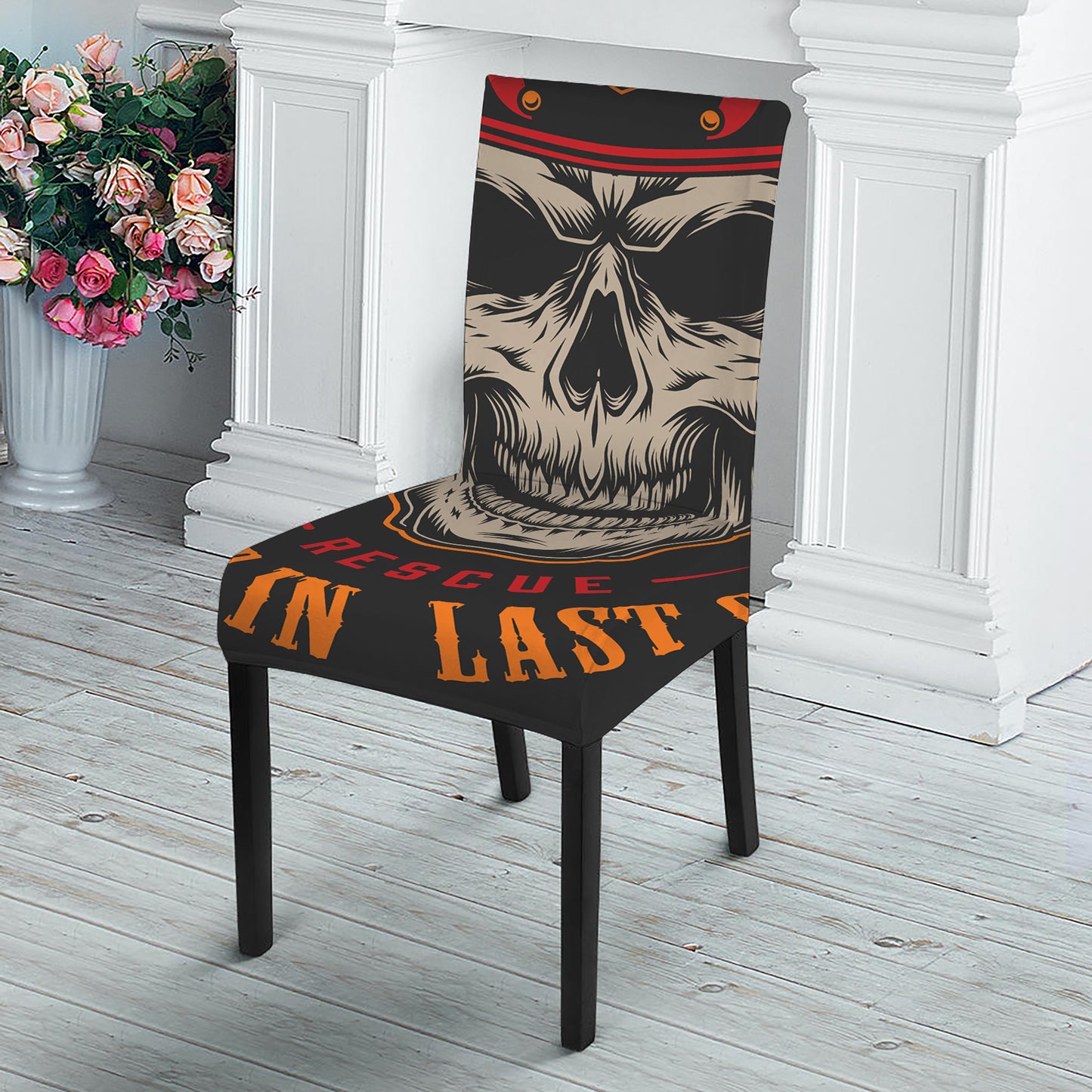Firefighter First In Last Out Print Dining Chair Slipcover