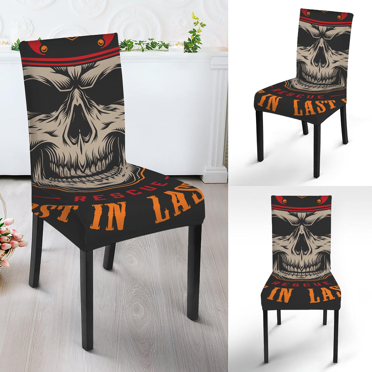 Firefighter First In Last Out Print Dining Chair Slipcover