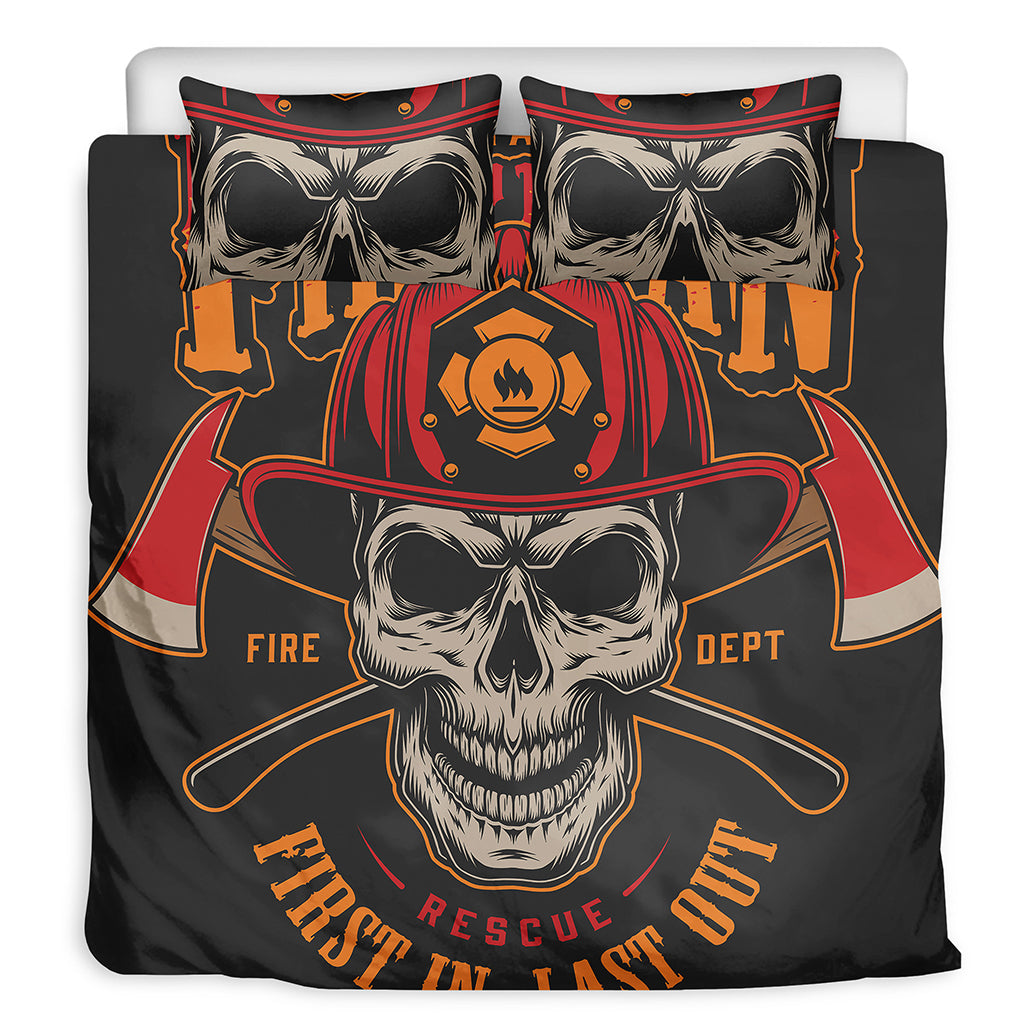 Firefighter First In Last Out Print Duvet Cover Bedding Set