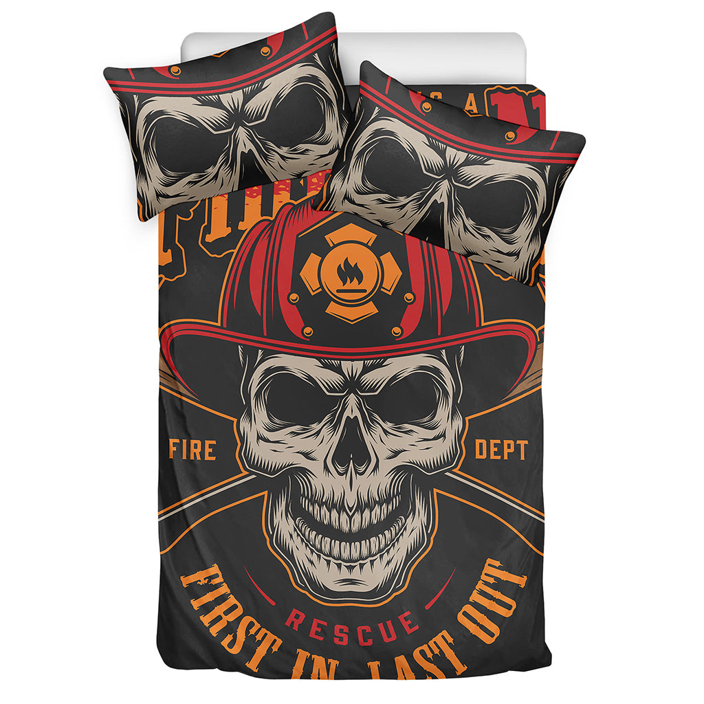 Firefighter First In Last Out Print Duvet Cover Bedding Set