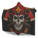 Firefighter First In Last Out Print Hooded Blanket