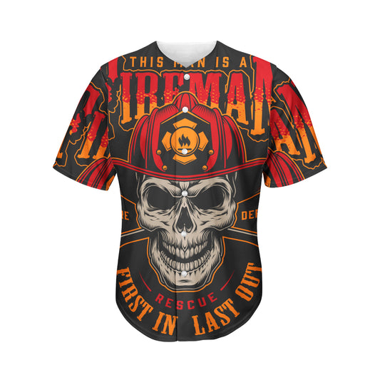 Firefighter First In Last Out Print Men's Baseball Jersey