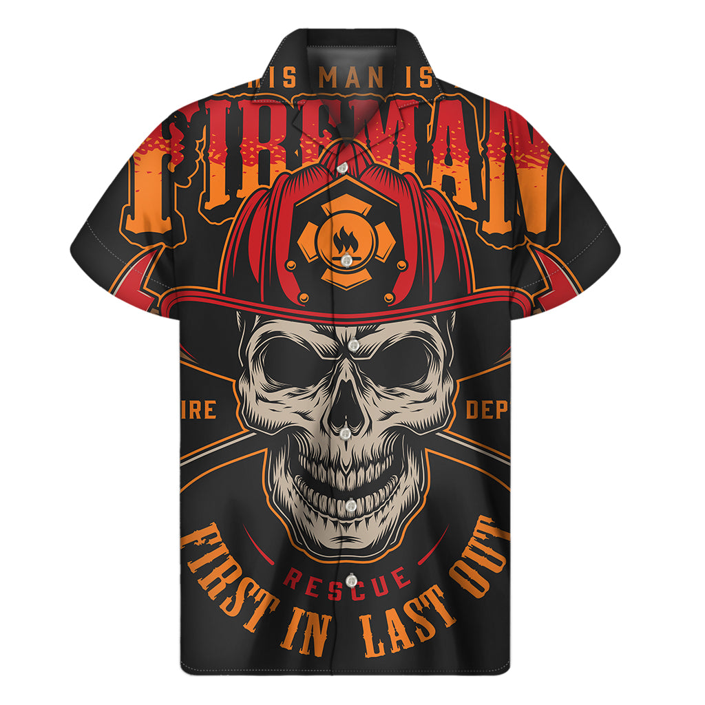 Firefighter First In Last Out Print Men's Short Sleeve Shirt