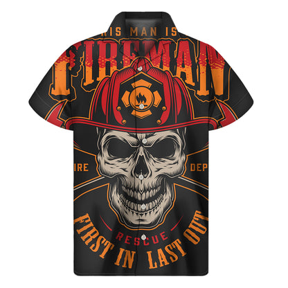 Firefighter First In Last Out Print Men's Short Sleeve Shirt