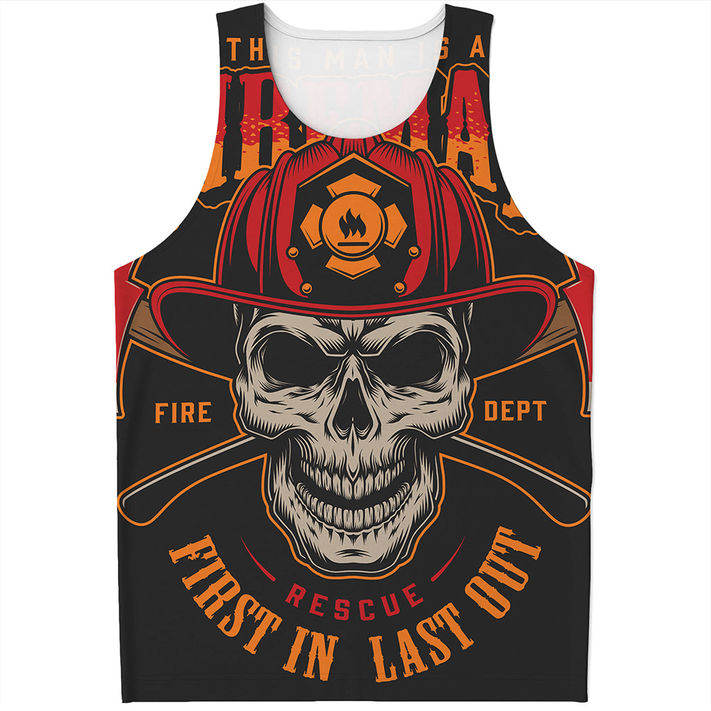 Firefighter First In Last Out Print Men's Tank Top