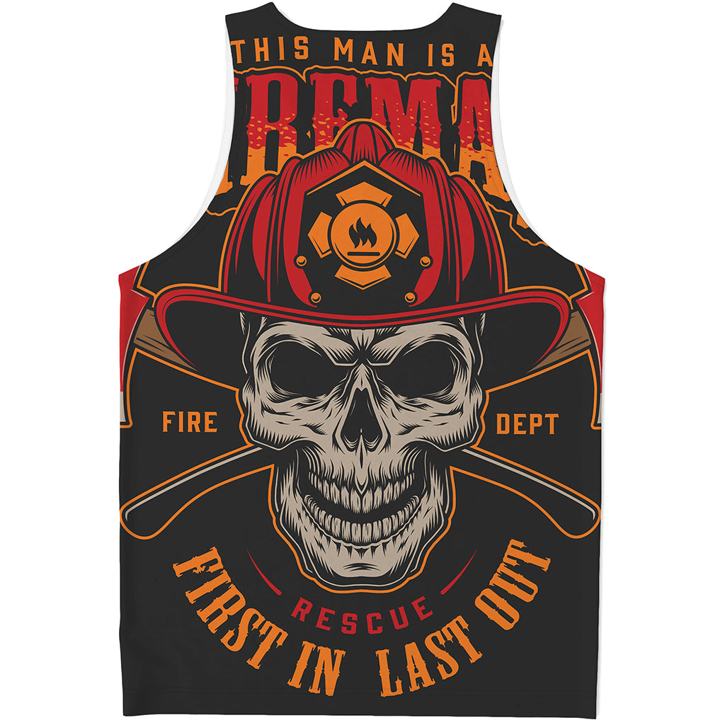 Firefighter First In Last Out Print Men's Tank Top