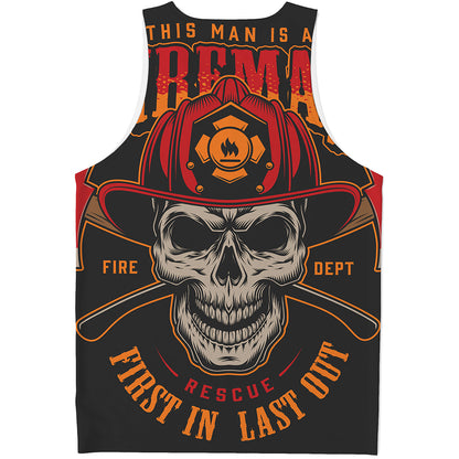 Firefighter First In Last Out Print Men's Tank Top