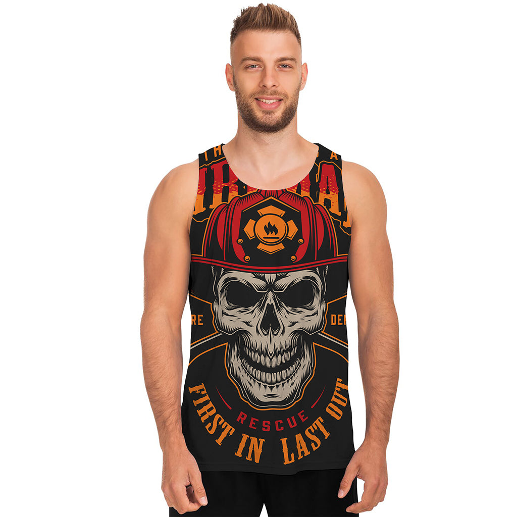 Firefighter First In Last Out Print Men's Tank Top