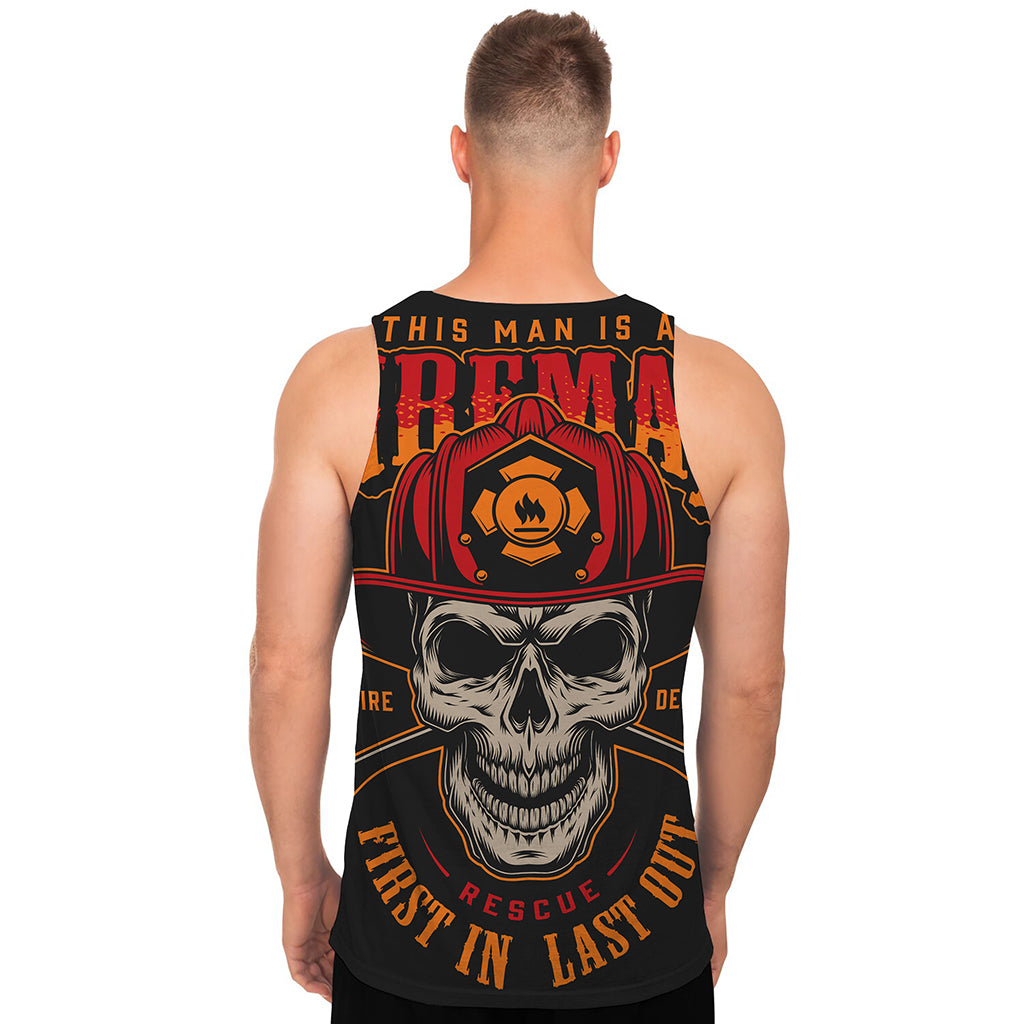 Firefighter First In Last Out Print Men's Tank Top