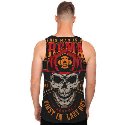 Firefighter First In Last Out Print Men's Tank Top