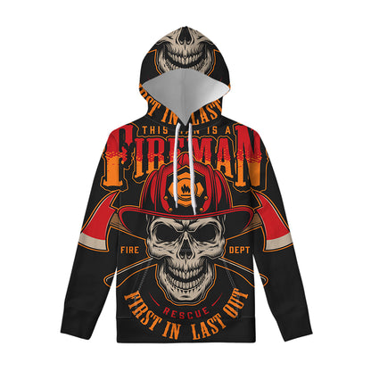 Firefighter First In Last Out Print Pullover Hoodie
