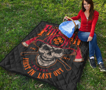 Firefighter First In Last Out Print Quilt