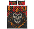 Firefighter First In Last Out Print Quilt Bed Set