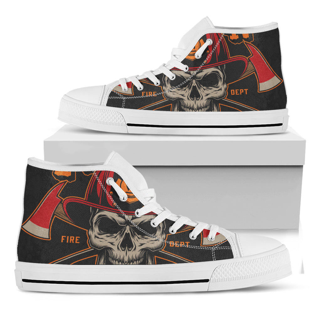 Firefighter First In Last Out Print White High Top Shoes