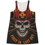 Firefighter First In Last Out Print Women's Racerback Tank Top