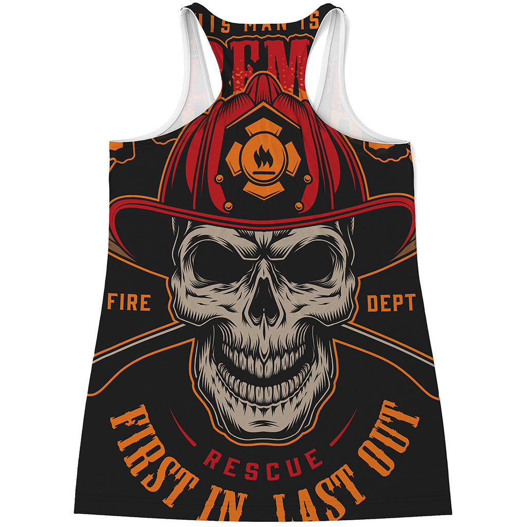Firefighter First In Last Out Print Women's Racerback Tank Top