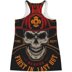 Firefighter First In Last Out Print Women's Racerback Tank Top