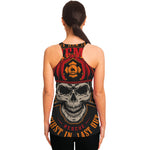 Firefighter First In Last Out Print Women's Racerback Tank Top