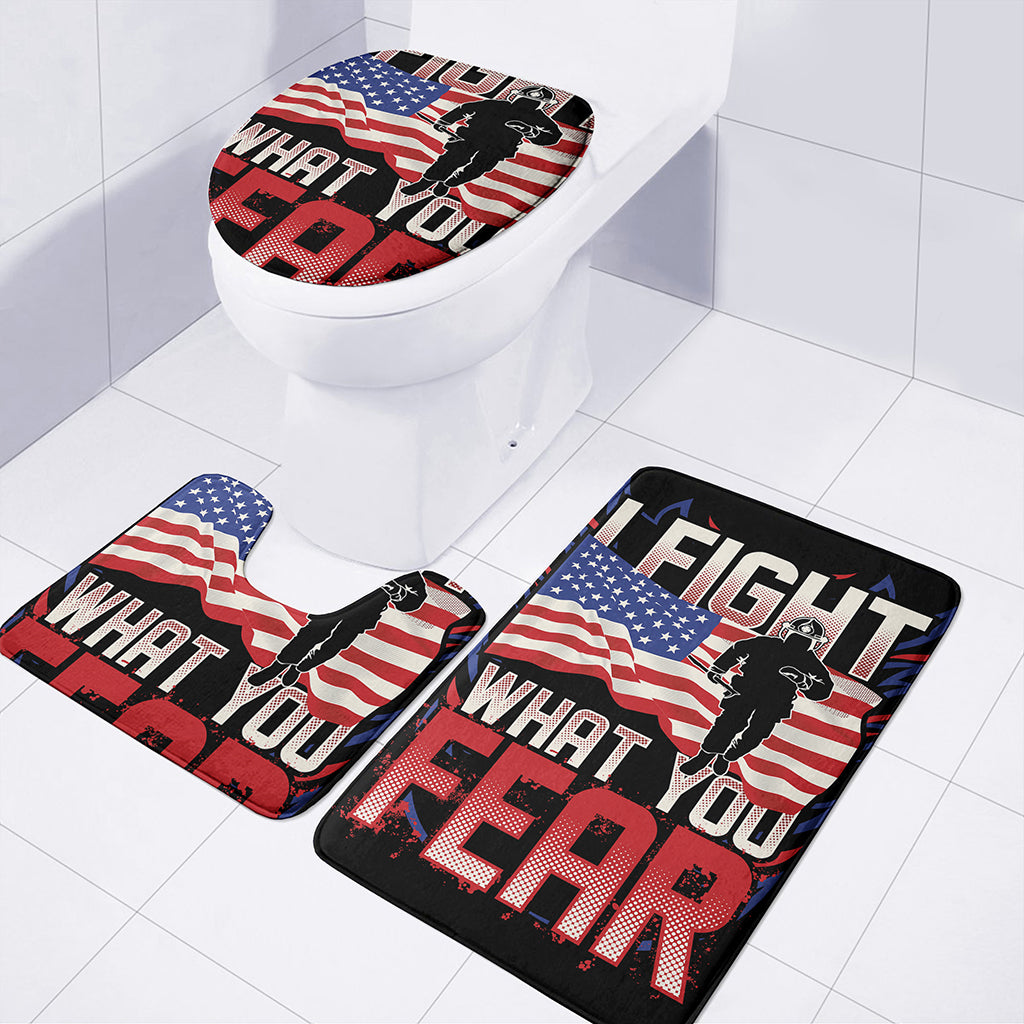 Firefighter I Fight What You Fear Print 3 Piece Bath Mat Set