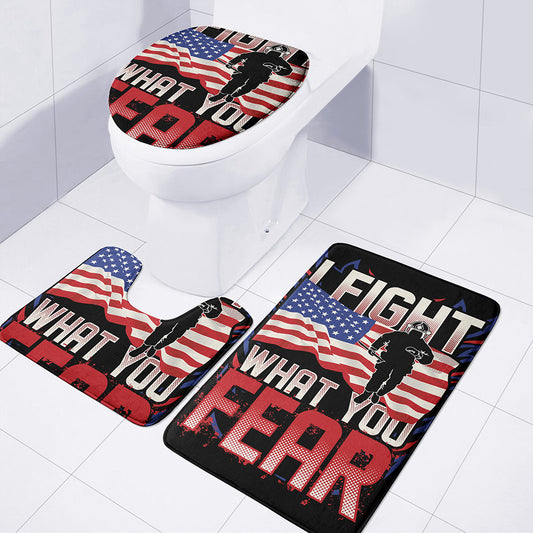 Firefighter I Fight What You Fear Print 3 Piece Bath Mat Set