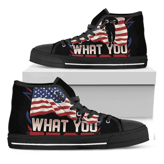 Firefighter I Fight What You Fear Print Black High Top Shoes