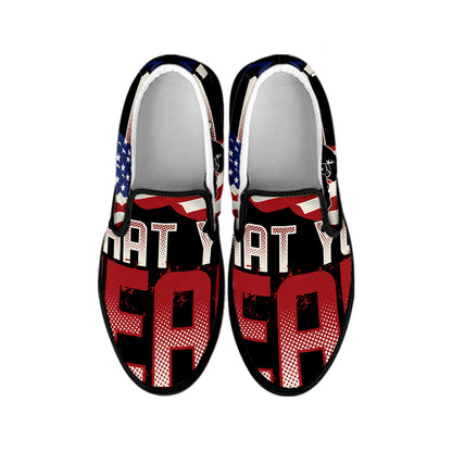Firefighter I Fight What You Fear Print Black Slip On Shoes
