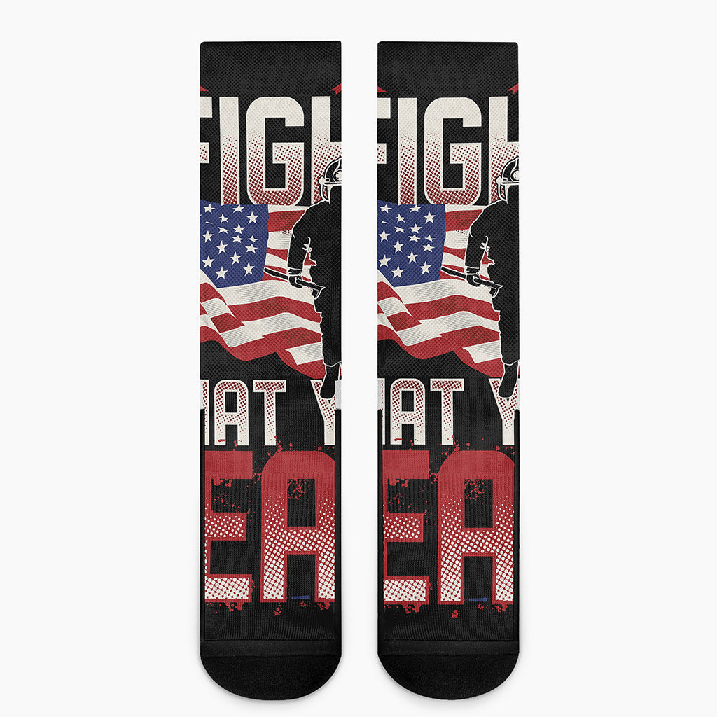 Firefighter I Fight What You Fear Print Crew Socks