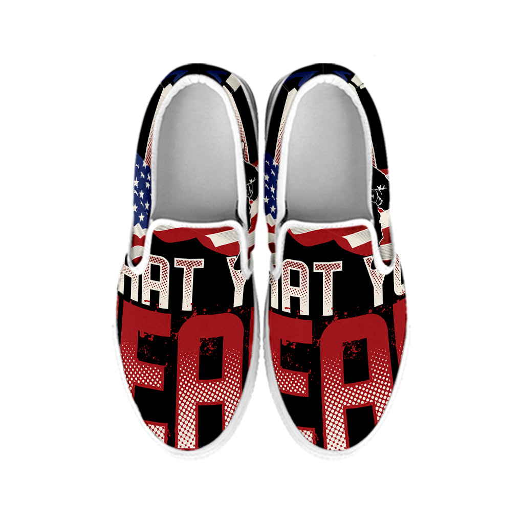 Firefighter I Fight What You Fear Print White Slip On Shoes