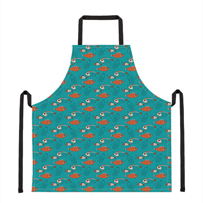 Fish And Jellyfish Pattern Print Apron