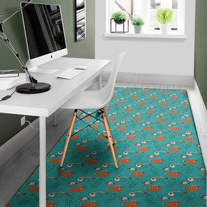 Fish And Jellyfish Pattern Print Area Rug