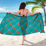 Fish And Jellyfish Pattern Print Beach Sarong Wrap