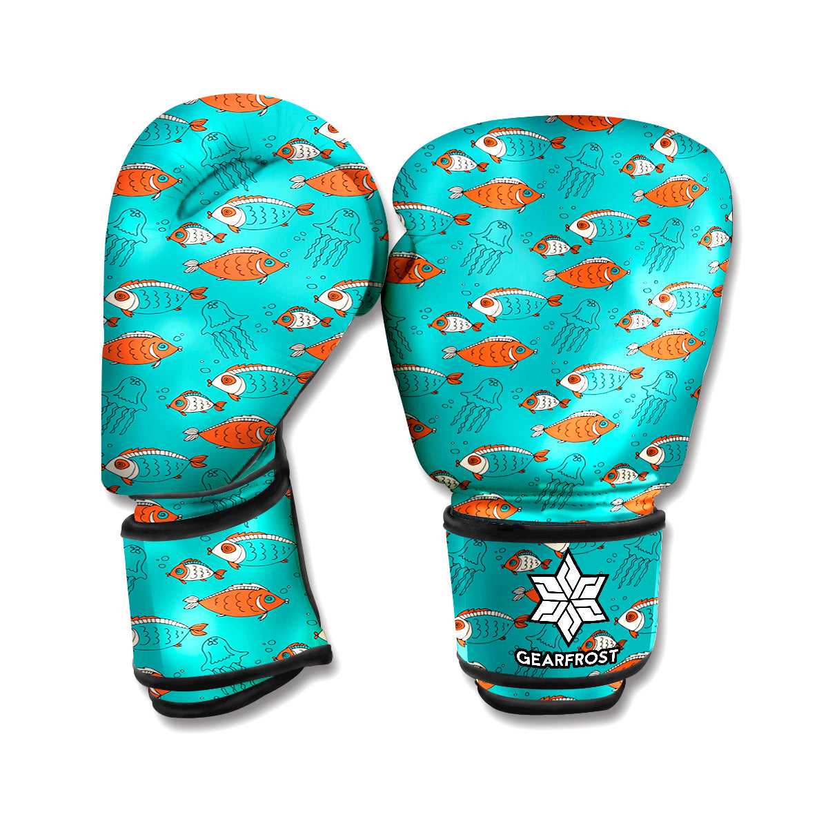 Fish And Jellyfish Pattern Print Boxing Gloves