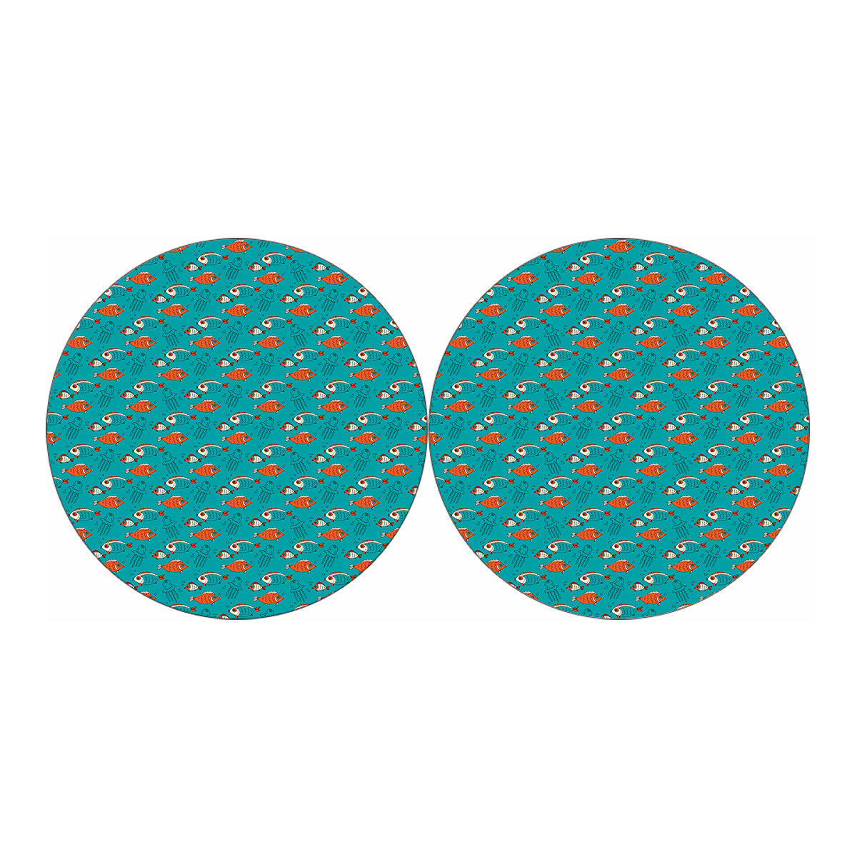 Fish And Jellyfish Pattern Print Car Coasters