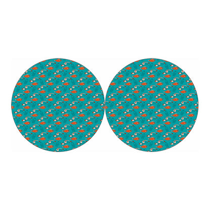 Fish And Jellyfish Pattern Print Car Coasters