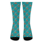 Fish And Jellyfish Pattern Print Crew Socks