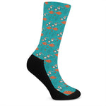 Fish And Jellyfish Pattern Print Crew Socks