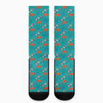 Fish And Jellyfish Pattern Print Crew Socks