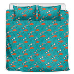 Fish And Jellyfish Pattern Print Duvet Cover Bedding Set