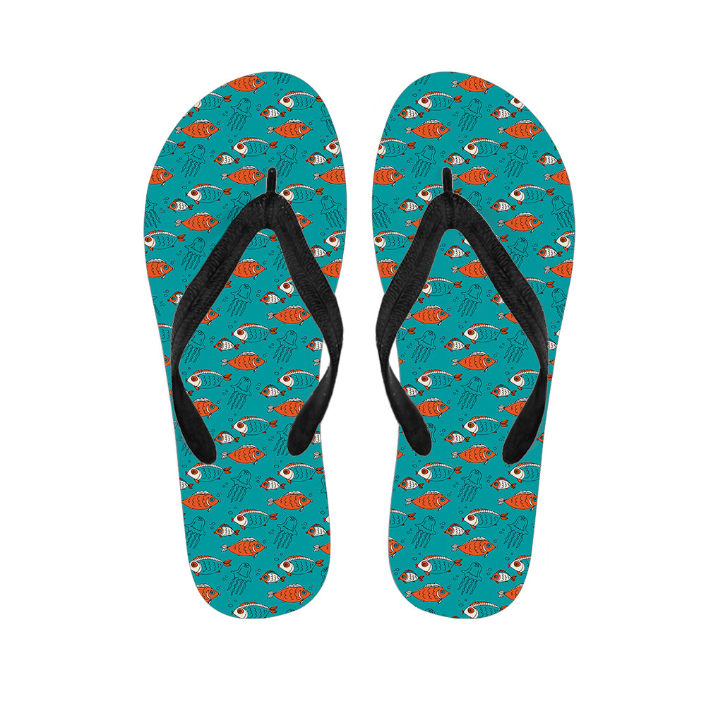 Fish And Jellyfish Pattern Print Flip Flops