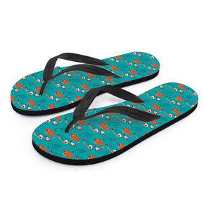 Fish And Jellyfish Pattern Print Flip Flops