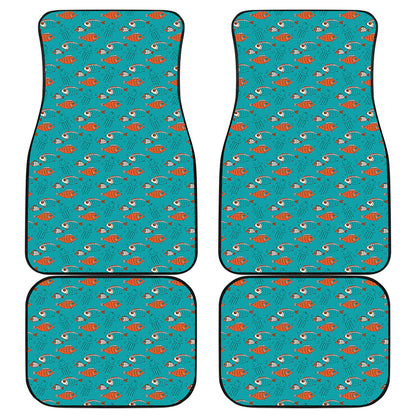 Fish And Jellyfish Pattern Print Front and Back Car Floor Mats