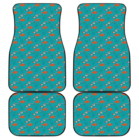 Fish And Jellyfish Pattern Print Front and Back Car Floor Mats