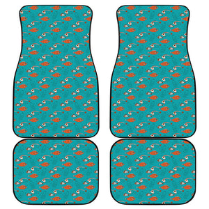 Fish And Jellyfish Pattern Print Front and Back Car Floor Mats