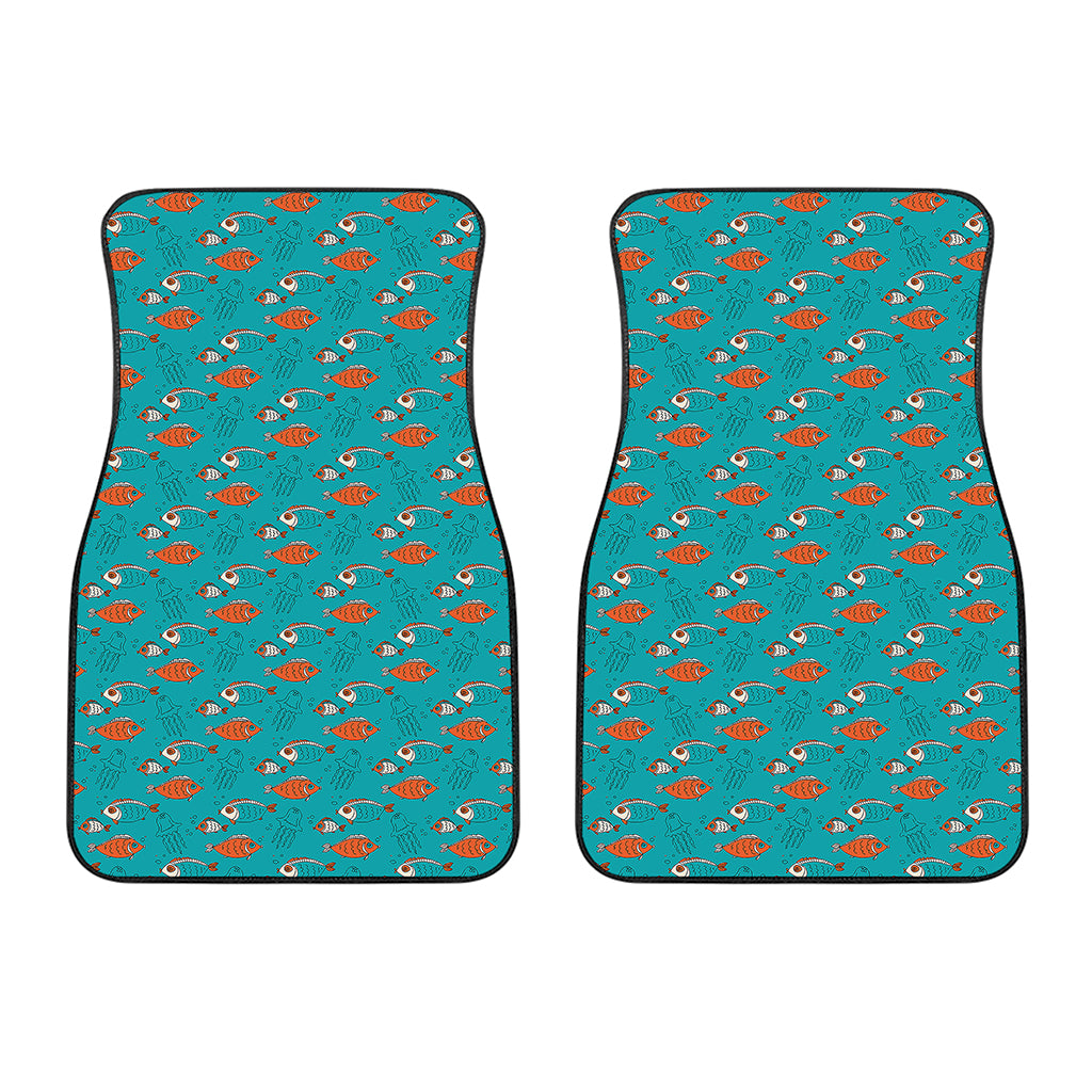 Fish And Jellyfish Pattern Print Front Car Floor Mats