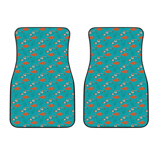 Fish And Jellyfish Pattern Print Front Car Floor Mats