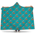 Fish And Jellyfish Pattern Print Hooded Blanket