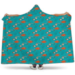 Fish And Jellyfish Pattern Print Hooded Blanket